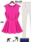 Blusa Peplum Rosa