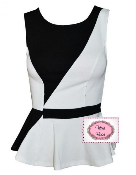 Blusa Peplum Black White